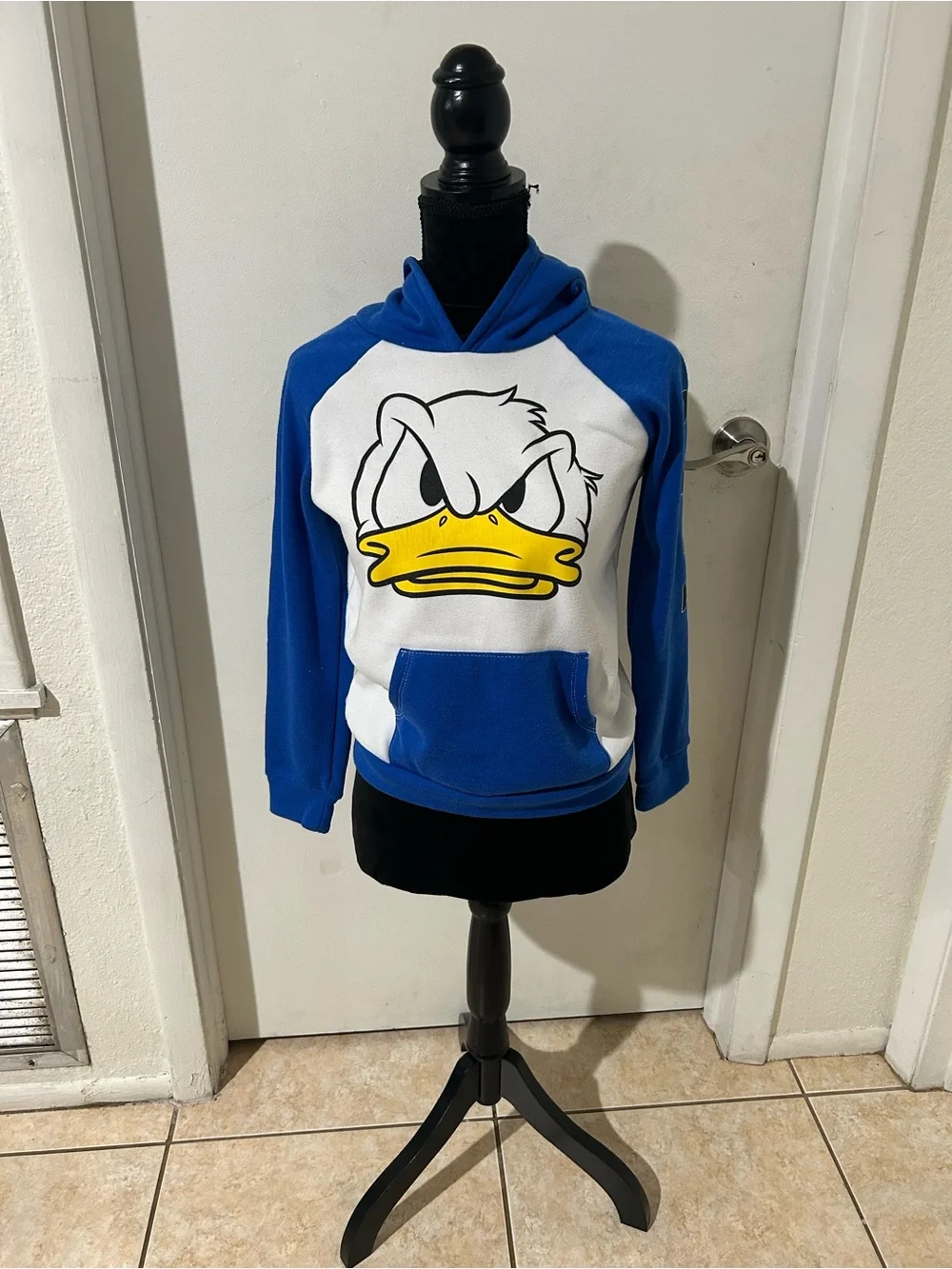 Blue & White Kids Hoodie with Donald Duck Face